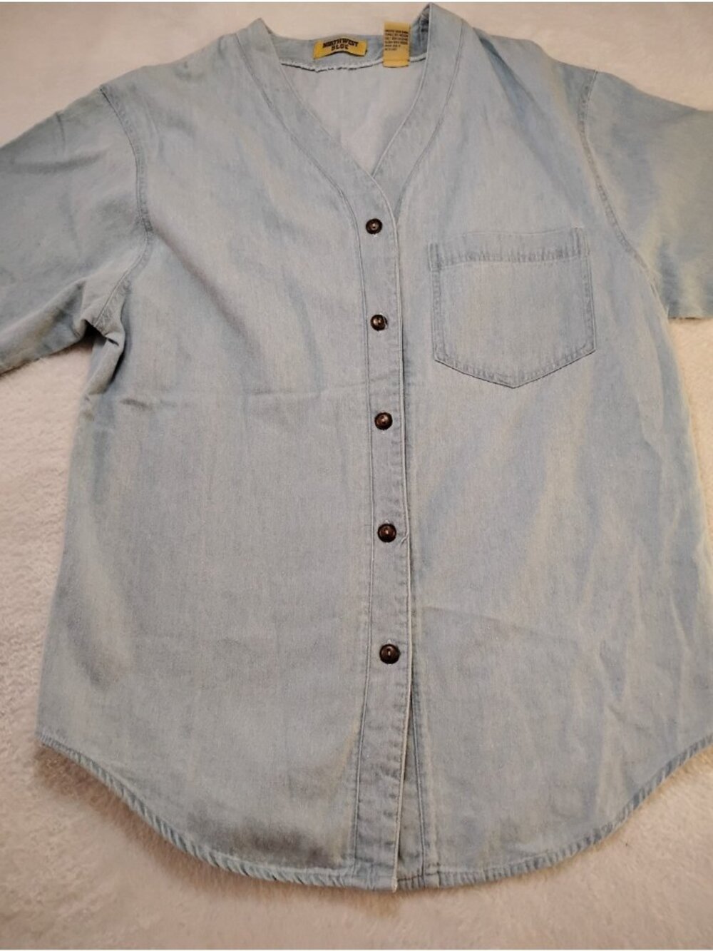 Vtg New Northwest Blue Womens Denim Shirt Oversized Casual Western Size S Blue